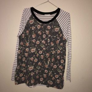 Le Lis Floral and Striped Long Sleeve Shirt